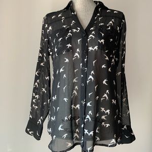 Express “the Portofino” sheer button up shirt